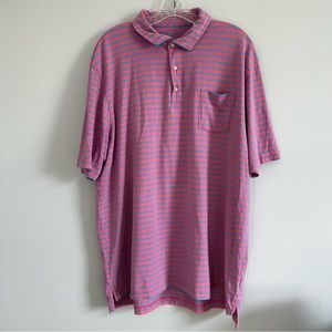 Peter Millar Men’s Golf Polo Short Sleeve Pink and Blue Stripes